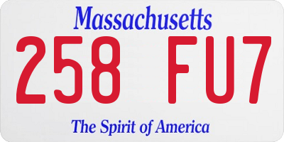 MA license plate 258FU7
