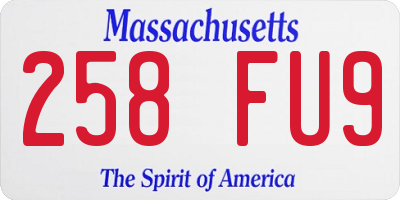 MA license plate 258FU9