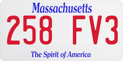 MA license plate 258FV3