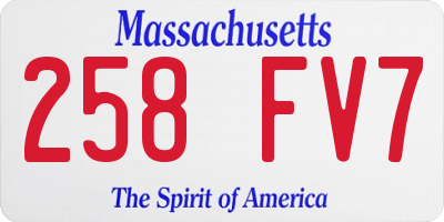 MA license plate 258FV7