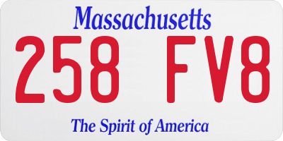 MA license plate 258FV8