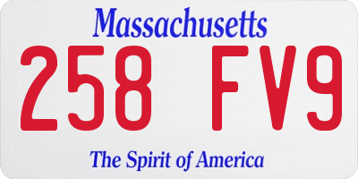 MA license plate 258FV9