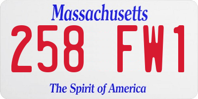 MA license plate 258FW1