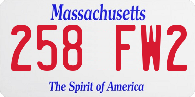 MA license plate 258FW2