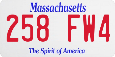 MA license plate 258FW4