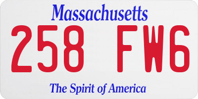 MA license plate 258FW6