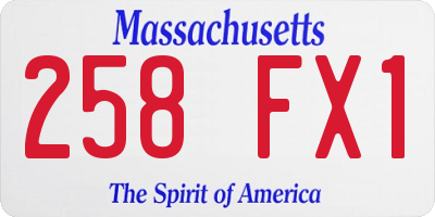 MA license plate 258FX1