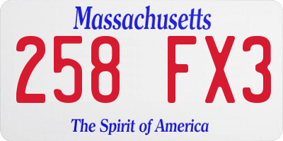 MA license plate 258FX3