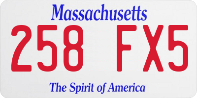 MA license plate 258FX5