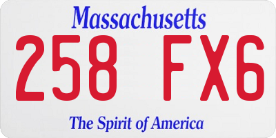 MA license plate 258FX6