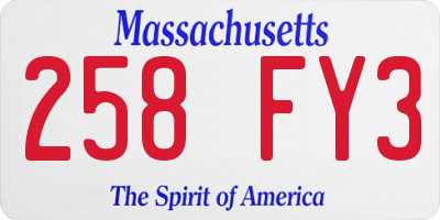 MA license plate 258FY3