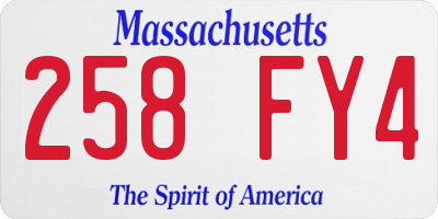 MA license plate 258FY4