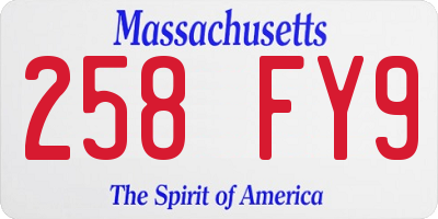 MA license plate 258FY9