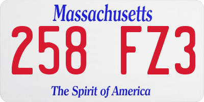 MA license plate 258FZ3
