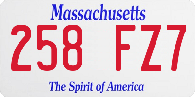 MA license plate 258FZ7