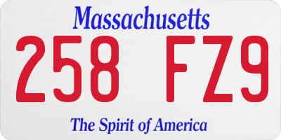 MA license plate 258FZ9
