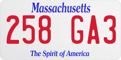 MA license plate 258GA3