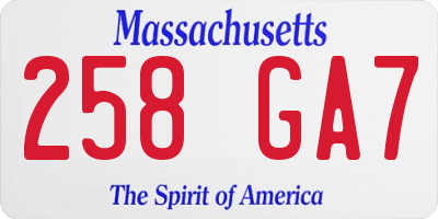 MA license plate 258GA7