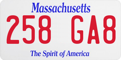 MA license plate 258GA8