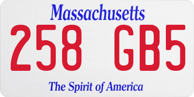 MA license plate 258GB5