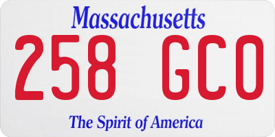 MA license plate 258GC0