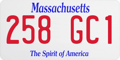 MA license plate 258GC1