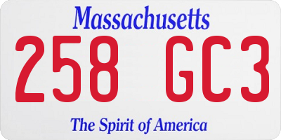 MA license plate 258GC3