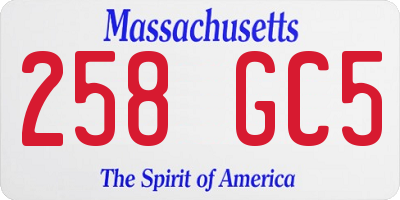 MA license plate 258GC5