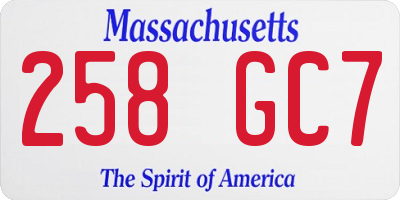 MA license plate 258GC7