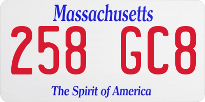 MA license plate 258GC8