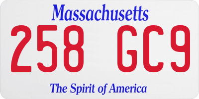 MA license plate 258GC9