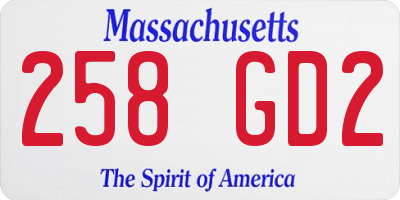 MA license plate 258GD2