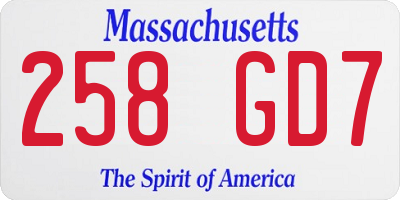MA license plate 258GD7