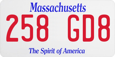 MA license plate 258GD8