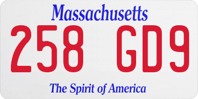 MA license plate 258GD9