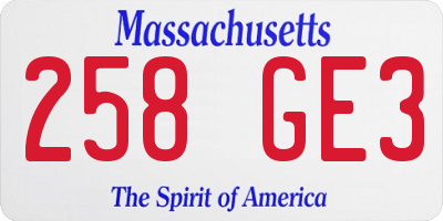 MA license plate 258GE3