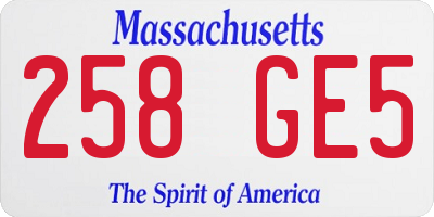 MA license plate 258GE5