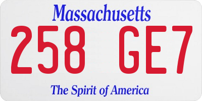 MA license plate 258GE7