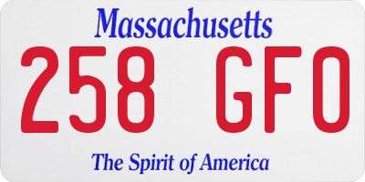 MA license plate 258GF0