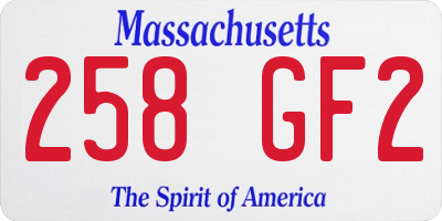 MA license plate 258GF2
