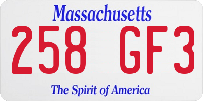 MA license plate 258GF3