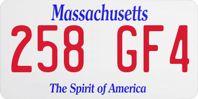 MA license plate 258GF4