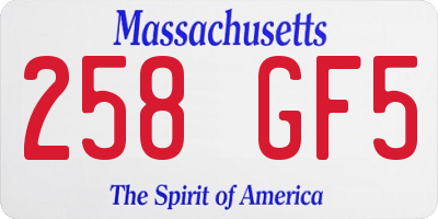 MA license plate 258GF5