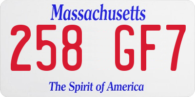 MA license plate 258GF7
