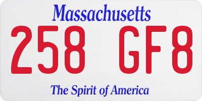 MA license plate 258GF8