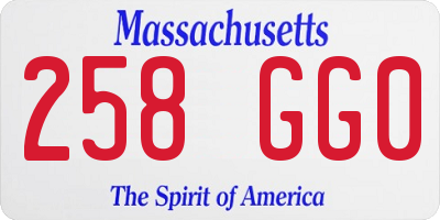 MA license plate 258GG0