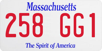MA license plate 258GG1