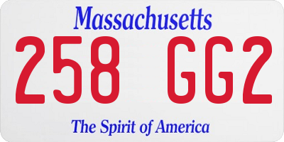MA license plate 258GG2