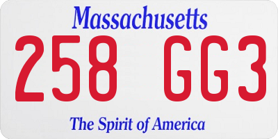 MA license plate 258GG3