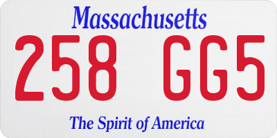 MA license plate 258GG5